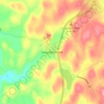 Loughbrickland topographic map, elevation, terrain
