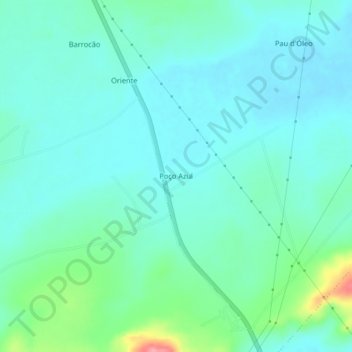 Poço Azul topographic map, elevation, terrain