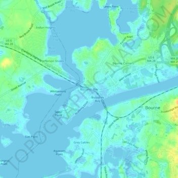 Buzzards Bay topographic map, elevation, terrain