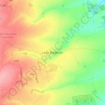 Little Weighton topographic map, elevation, terrain