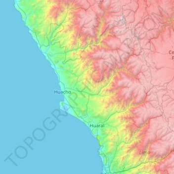 Huaura topographic map, elevation, terrain
