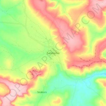 Sandama topographic map, elevation, terrain