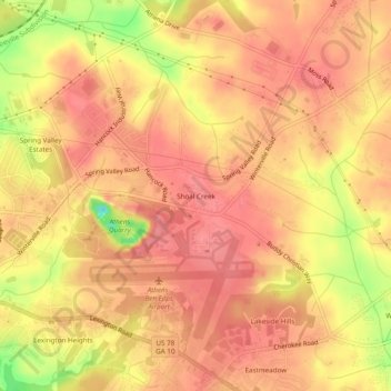 Shoal Creek topographic map, elevation, terrain