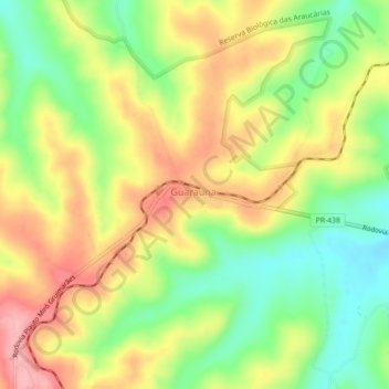 Guaraúna topographic map, elevation, terrain