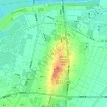 山下吴 topographic map, elevation, terrain