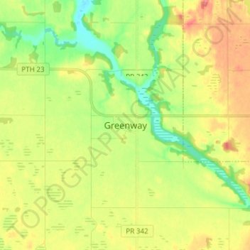 Greenway topographic map, elevation, terrain