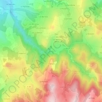 Bouys topographic map, elevation, terrain