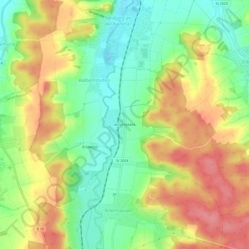 Hirschfelden topographic map, elevation, terrain