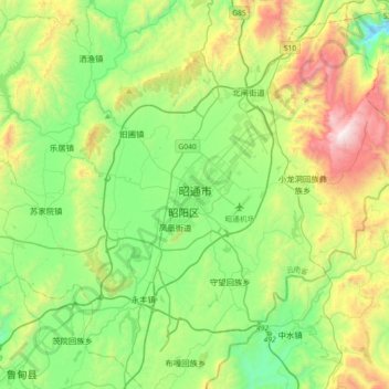昭通市 topographic map, elevation, terrain