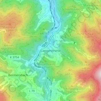 Langenbrand topographic map, elevation, terrain