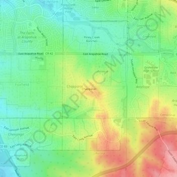 Chapparal topographic map, elevation, terrain