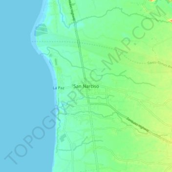 San Narciso topographic map, elevation, terrain