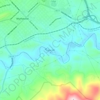Stones Mill topographic map, elevation, terrain