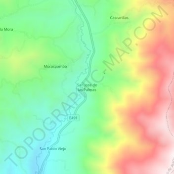 San Jose de las Palmas topographic map, elevation, terrain