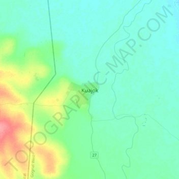 Kuajok topographic map, elevation, terrain