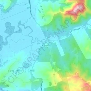 Arapārera topographic map, elevation, terrain
