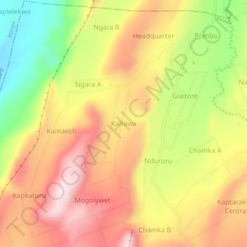 Kahawa topographic map, elevation, terrain