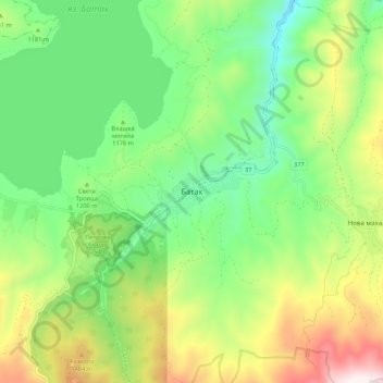 Batak topographic map, elevation, terrain