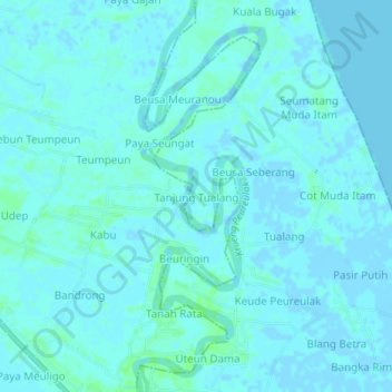 Tanjung Tualang topographic map, elevation, terrain