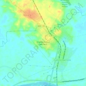 Ampliación Raúl Saturnino topographic map, elevation, terrain