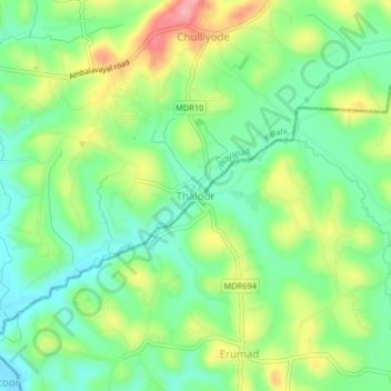 Thaloor topographic map, elevation, terrain