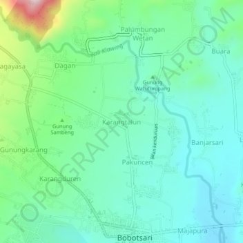 Karangtalun topographic map, elevation, terrain