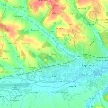 Kronwitt topographic map, elevation, terrain