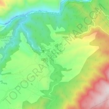 Ouzoud topographic map, elevation, terrain