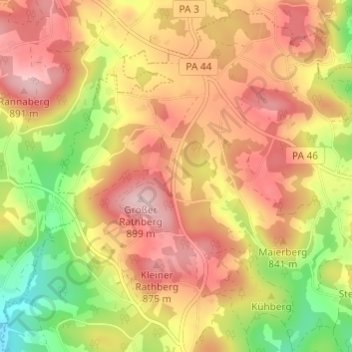 Sperlbrunn topographic map, elevation, terrain