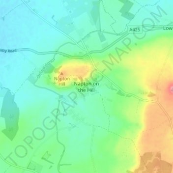 Napton on the Hill topographic map, elevation, terrain
