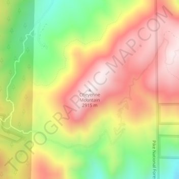 Cheyenne Mountain topographic map, elevation, terrain