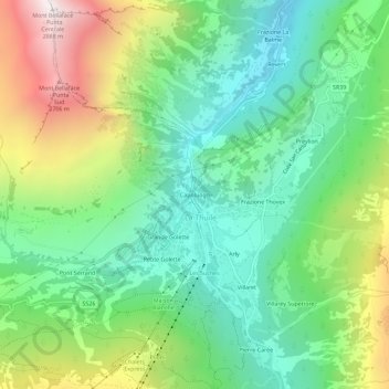 Capoluogo topographic map, elevation, terrain