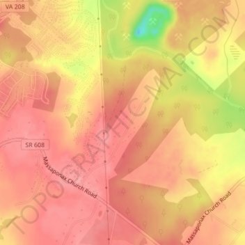 WJYJ-FM (Fredericksburg) topographic map, elevation, terrain