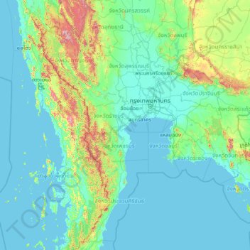 Samut Songkhram Province topographic map, elevation, terrain