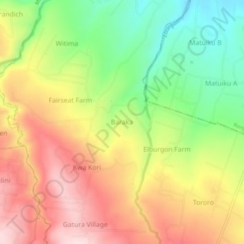 Baraka topographic map, elevation, terrain
