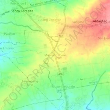 Muzon Primero topographic map, elevation, terrain