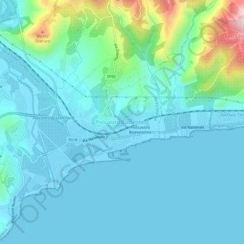 Policastro Bussentino topographic map, elevation, terrain