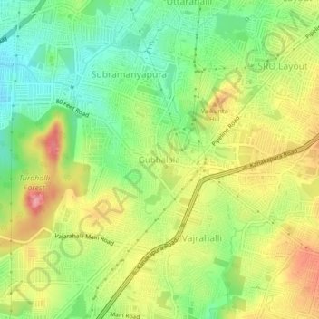 Gubbalala topographic map, elevation, terrain