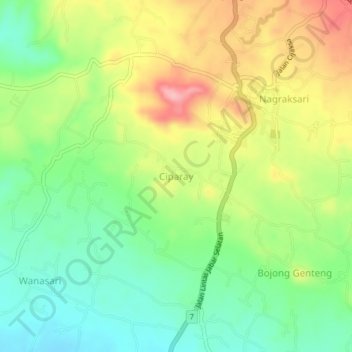 Ciparay topographic map, elevation, terrain