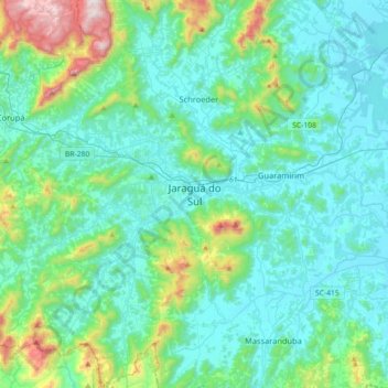 Jaraguá do Sul topographic map, elevation, terrain