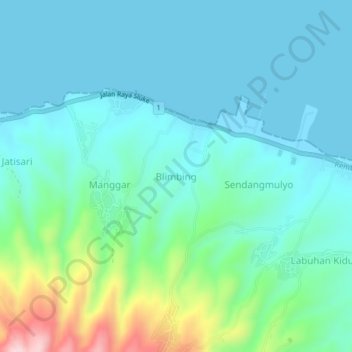 Blimbing topographic map, elevation, terrain