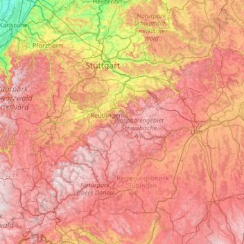 Reutlingen topographic map, elevation, terrain