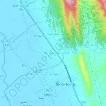 Namboongan topographic map, elevation, terrain