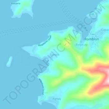 Lonos topographic map, elevation, terrain