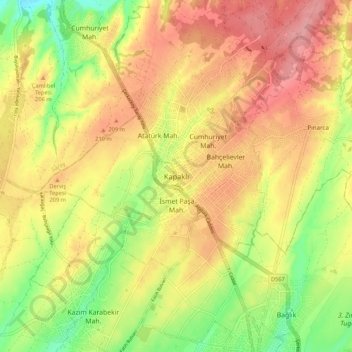 Kapaklı topographic map, elevation, terrain