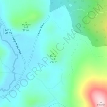 Oxford County topographic map, elevation, terrain