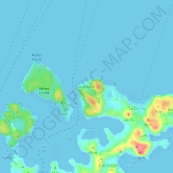 Coco Beach topographic map, elevation, terrain