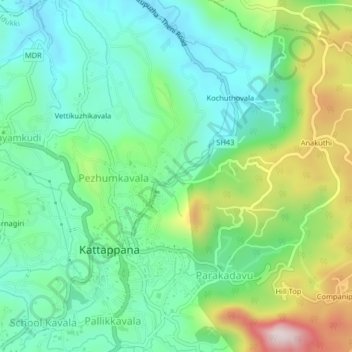 Nirappelkada topographic map, elevation, terrain