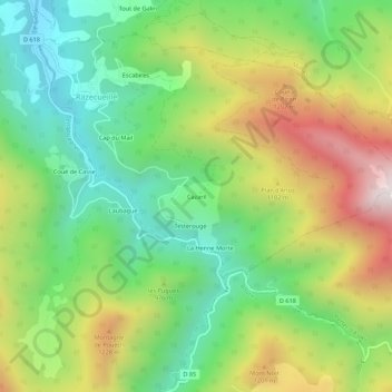 Cazaril topographic map, elevation, terrain