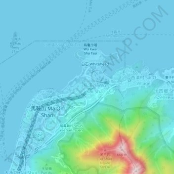 Wu Kai Sha Village topographic map, elevation, terrain